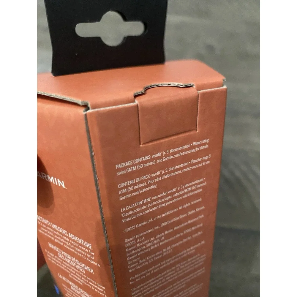 Garmin Vivofit Jr 3 Kids Fitness Tracker Watch Bluetooth Peach Leopard Brand New